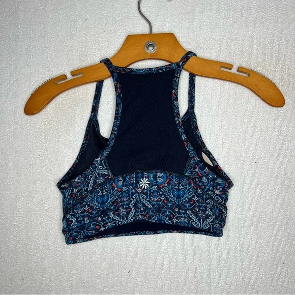 Athleta Blue Paisley Floral Print Racerback Padded Sports Bra Size XS - Picture 6 of 7